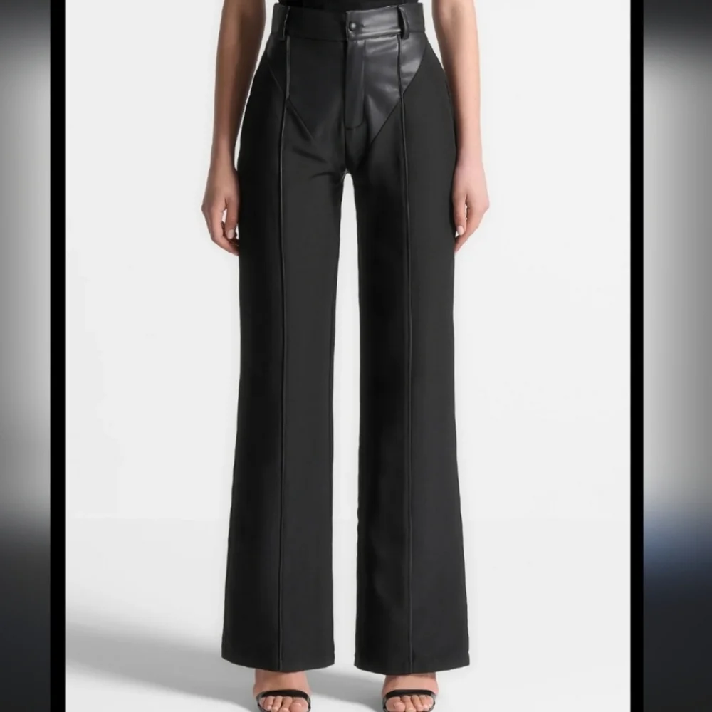 GORGEOUS Vegan Leather &Woven Trousers - Picture 2 of 16